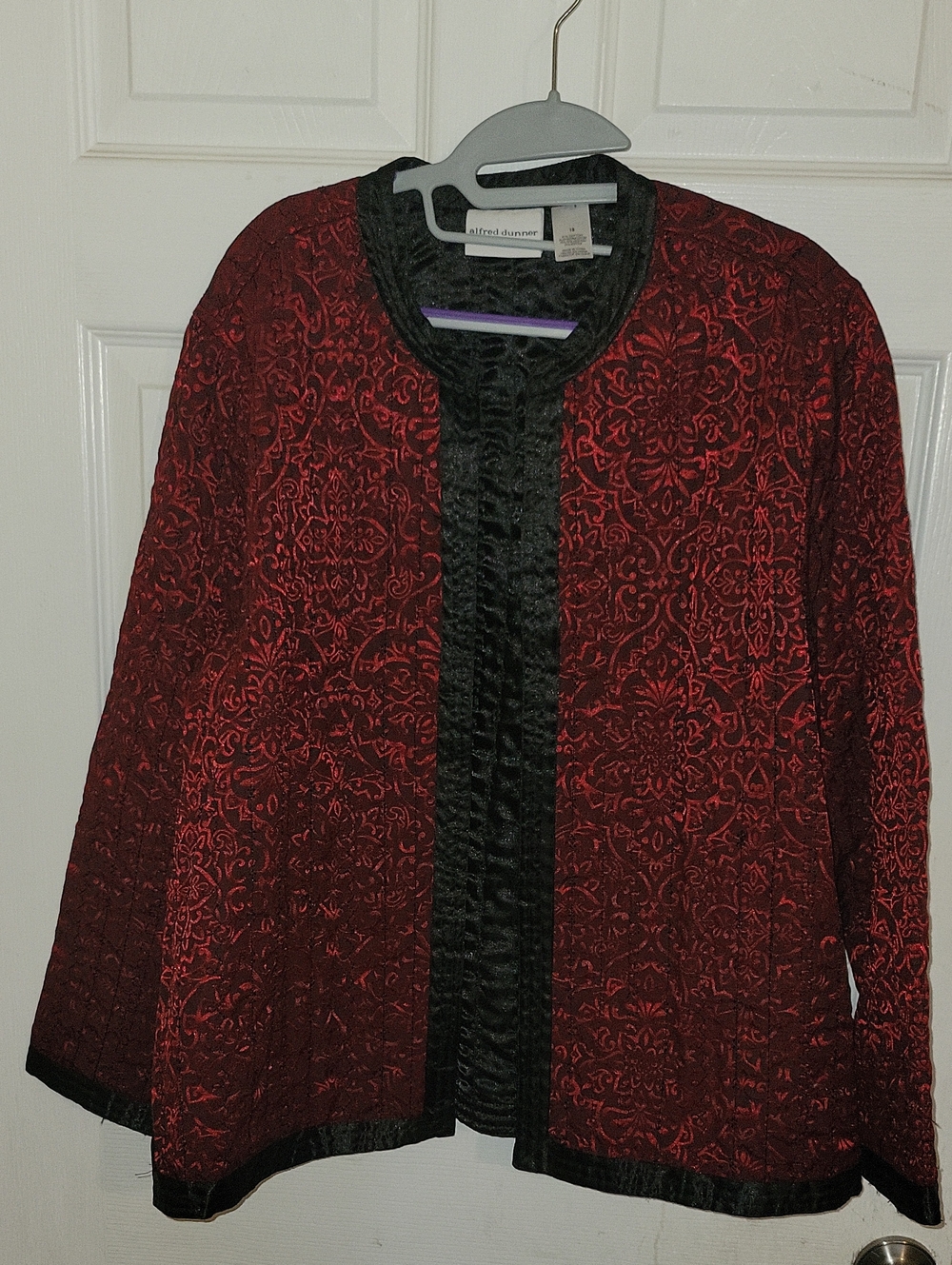 Alfred Dunner Red and Black Brocade Jacket